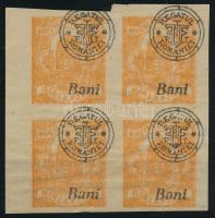 Nagyvárad 1919 Hírlapbélyeg négyestömb elcsúszott felülnyomással, Bodor vizsgálójellel