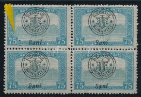 Nagyvárad 1919 Parlament 75f négyestömb lemezhibával, Bodor vizsgálójellel