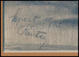 Reuter Ágoston (1893-1966): Fekvő női akt, 1920. Ceruza, papír. Jelezve balra lent Paszpartuban. 20,...