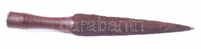 Antik kovácsolt nagyméretű kaszaélező üllő, 19. sz., h: 34 cm