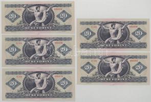 1975. 20Ft (5x) közeli sorszámok "C 388 094434 - C 388 094493" T:XF
Adamo F16