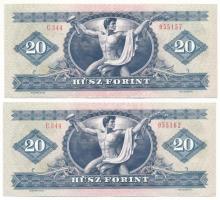 1975. 20Ft (2x) közeli sorszámok "C 344 055157, C 344 055162" T:AU
Adamo F16