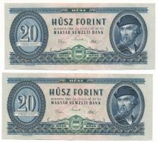 1969. 20Ft (2x) sorszámkövetők " C 914 139262 - C 914 139263" T:XF Adamo F15
