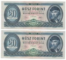 1969. 20Ft (2x) egyugrásos sorszámkövetők " C 161 135353, C 161 135355" T:XF,VF Adamo F15
