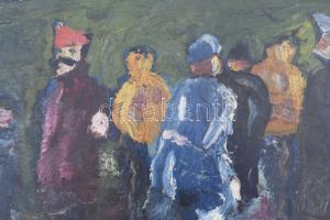 Jelzés nélkül, XX. sz. magyar festő: Jelenet. Olaj, karton. Proveniencia: Saphier-gyűjtemény. Üvegez...