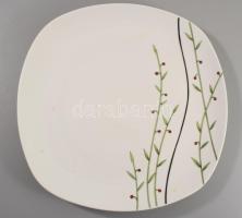 6 darab virágmintás kínálótányér, jelzett, 27,5x27,5 cm