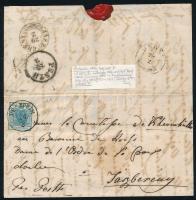 ~1851 9kr HP II kiemelt középrésszel, lemezhiba a pajzscsúcson, levélen "VESZPRIM" - Jászberény. Azonosítás: Ferchenbauer