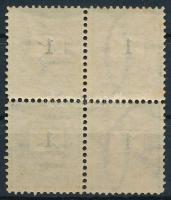 1889 1kr 27e POSTATISZTA négyestömbben. A szóló példányok is ritkaságnak számítanak, de összefüggésb...