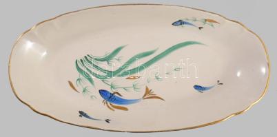 Kézzel festett halmintás kínáló, minimális kopással, 35x18 cm