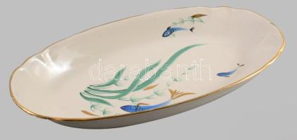 Kézzel festett halmintás kínáló, minimális kopással, 35x18 cm