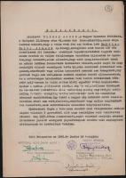 1945 Bp., Tiszay Andor (1900-1986) színész, rendező, dramaturg, a Magyar Állami Operaház főtitkára által kiállított nyilatkozat Dr. Bélafalvy Albert ny. őrnagy, ecetgyárosról (igazolja, hogy semmilyen nyilas vagy szélsőjobboldali mozgalmat nem támogatott), Tiszay Andor és mások aláírásával