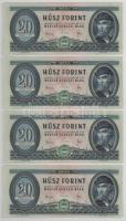 1965. 20Ft (4x) sorszámkövetők "C 346 082352 - C 346 082355" T:XF Adamo F14