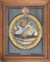 1942 Címeres, vallásos, a Kálvineum által kiadott litho nyomat üvegezett keretben. 17x22 cm