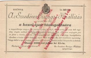1896. Milleniumi Országos Kiállítás sorsjegye 40f értékben