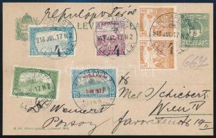 1918 Hat bélyeggel díjkiegészített légi levelezőlap