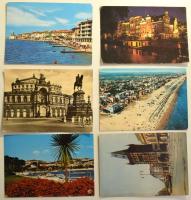 ~700 db vegyes külföldi városképes lap, rendezetlen anyag sok országból cipős dobozban