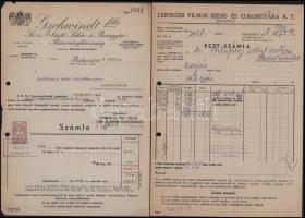 1941-1948 Gschwindt-féle Szesz-, Élesztő-, Likőr- és Rumgyár Rt., illetve Leipziger Vilmos Szesz- és Cukorgyára Rt. fejléces számlák Dr. Bélafalvy Albert ecetgyáros részére + vasúti fuvarlevél