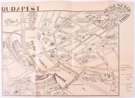 ca 1930 Budapest, BNV várás grafikus térkép 40x27 cm