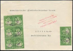 1946 (26. díjszabás) Levél Svájcba Budapestről 8 db Adópengő bélyeggel (8 x 50.000AP)