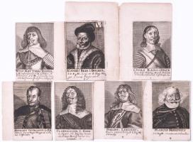 ca 1680 11 db történelmi személyiség rézmetszetű portréja. Pázmány Péter, Kéri János, Rakovics Péter, stb kb 6x8 cm
