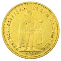 1892KB 10K Au "Ferenc József - Fiume címer" (3,39g/0,900) T:XF Hungary 1892KB 10 Korona Au "Franz Joseph - Fiume" (3,39g/0,900) C:XF Adamo #K8, Krause KM#485