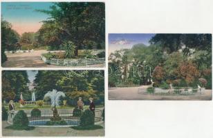 Pozsony, Pressburg, Bratislava - 3 db RÉGI képeslap a ligeti díszkertről / 3 pre-1945 postcards: park