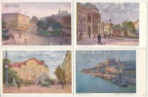 Pozsony, Pressburg, Bratislava - 4 db RÉGI képeslap Marx Bélától / 4 pre-1945 town postcards s: Marx Béla