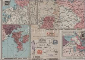 1915 Térképből készített ajánlott nyomtatvány Budapestről Vajdahunyadra küldve 28f bérmentesítéssel