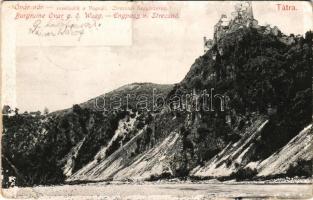1907 Óváralja, Nezbudská Lúcka, Óvár, Stary Hrad; vár romladék a Vágnál a Sztrecsnói hegyszorosban, Tátra. Feitzinger Ede No. 854. / Burgruine Óvár, Engpass v. Strecsno / castle ruins in Povazie, Tatry (EB)
