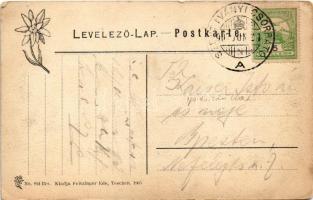 1907 Óváralja, Nezbudská Lúcka, Óvár, Stary Hrad; vár romladék a Vágnál a Sztrecsnói hegyszorosban, ...