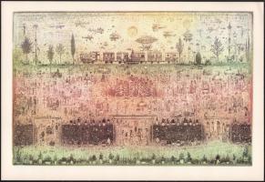 Gross Arnold (1929-2015): Beszélgetések a barátságról. Ofszet nyomat, papír, jelzett a nyomaton. Az 1973-ban megjelent Corvina mappából. 24x37 cm.