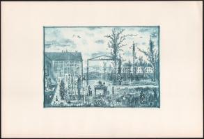 Gross Arnold (1929-2015): Tordai műterem I. Ofszet nyomat, papír, jelzett a nyomaton. Az 1973-ban megjelent Corvina mappából. 16,5x23,5 cm.