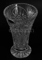 Cseh kristály váza, jelzett, hibátlan 21 cm