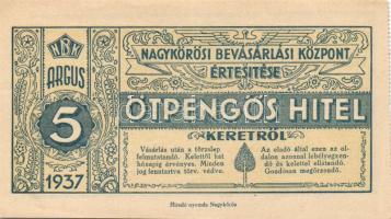 1937. Nagykőrösi Bevásárlási Központ 5P hitel keretről T:I