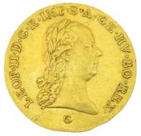 1791G Dukát Au "II. Lipót" Nagybánya (3,5g/0.986) T:XF Hungary 1791G Ducat Au "Leopold II" Baia Mare (3,5g/0.986) C:XF Adamo L7