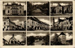 1941 Beszterce, Bistritz, Bistrita; részletek, mozaiklap 9 képpel / multi-view postcard with 9 images