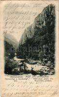 1899 Herkulesfürdő, Baile Herculane; Herkulesbad, Csernathal gegen den Wasserfall gesehen / Cserna völgy a vízzuhatag felé. Jäger Alfred kiadása / gorge (Rb)