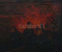 Bicskei Karle János (1907-1967): Tatabányai bányászok, 1964. Olaj, vászon. Jelzett. Kissé sérült (fe...