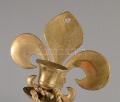 Anjou liliomos , cserkész liliomos réz fali gyertyatartó 13 cm, két függönykötözővel