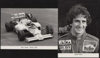 Forma-1-es versenyzőket ábrázoló fotók, feliratozva (Keke Rosberg, Alain Prost, Niki Lauda), 4 db fo...