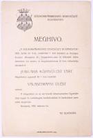 1932 A Zólyomvármegyei egyesület meghívója, budapesti jubláris közgyűlésre.
