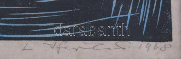 Hegedűs László (1920-2012): Keresztrefeszítés, 1968. Fametszet, papír. Jelzett. Művészpéldány Artist...