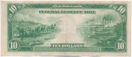 Amerikai Egyesült Államok 1921-1928. (1914) 10$ "B52189176B" "Federal Reserve Note - ...