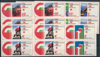 1975 Felszabadulás (VI.) sor vágott 4-es tömbökben, hátoldalán "A MAGYAR POSTA AJÁNDÉKA" felirat (30.000)