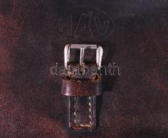 MÁV bőr kalauz táska, kis kopással, 15x25 cm