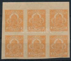 1904 Hírlapbélyeg ívszéli hatostömbben fordított állású vízjellel