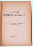 Hevesi Ferenc: Az ókor zsidó bölcselete. A Kohelethről és Jób könyvéről szóló tanulmányokat írta: Hevesi Simon. A zsidó vallásbölcselet története. Bp., 1943, Izraelita Magyar Irodalmi Társulat (Springer Gusztáv-ny.), 429+[3] p. Egyetlen kiadás. Félvászon-kötésben, kissé foltos borítóval, nagyrészt jó állapotban.