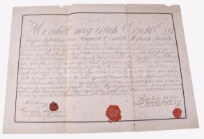1830 Eger, magyar nyelvű szíjgyártó céhlevél, viaszpecsétekkel