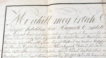 1830 Eger, magyar nyelvű szíjgyártó céhlevél, viaszpecsétekkel