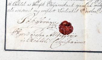 1830 Eger, magyar nyelvű szíjgyártó céhlevél, viaszpecsétekkel